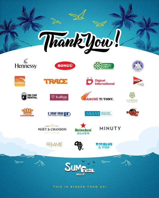 We extend our heartfelt gratitude to our incredible sponsors who made SumFest Mizik 2024 possible! ❤️🌟 Thank you for your unwavering support and commitment to Caribbean culture and music. Together, we made unforgettable experiences.🌍🌴 #SumfestMizik2024 #SponsorLove #CaribbeanCommunity #BiggerThanUs #FromHaitiToMiami #UltimateCaribbeanFestival #MiamiFL #historicvirginiakeybeach